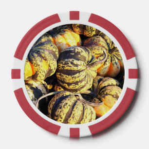 Close Up Stripey Pumpkins Poker Chips