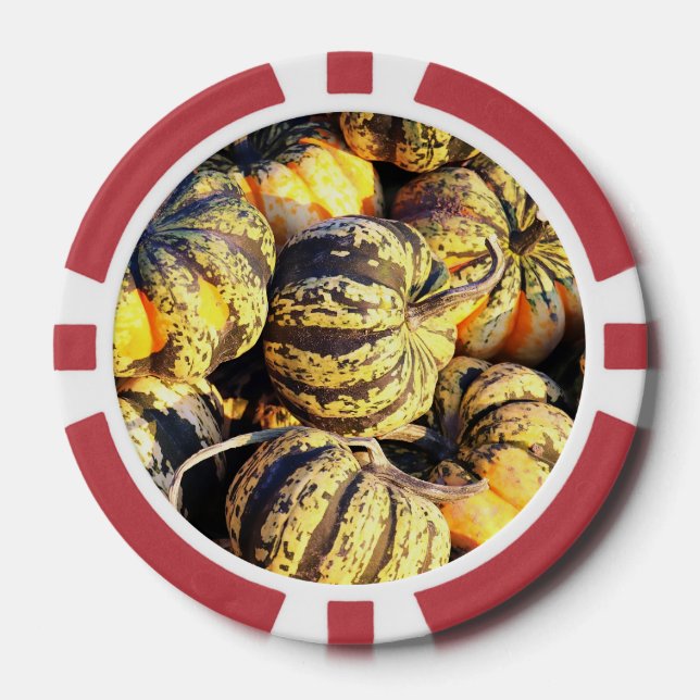 Close Up Stripey Pumpkins  Poker Chips (Front)