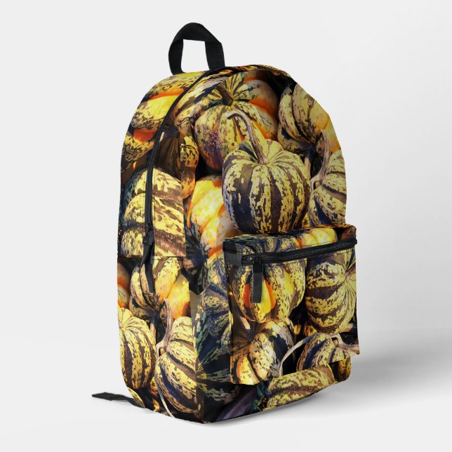 Close Up Stripey Pumpkins  Printed Backpack (Back Corner Left)