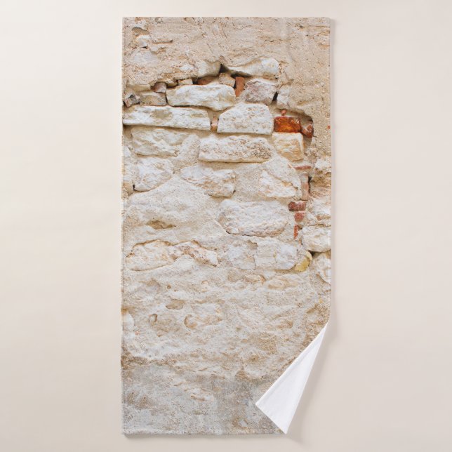 Close up texture of old stone wallabstract, antiqu bath towel (Bath Towel)