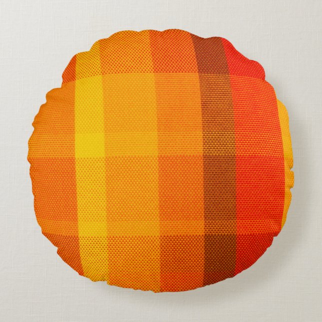 close-up texture with a chequered cloth  round cushion (Front)