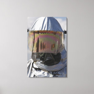 Close-up view of a firefighter canvas print