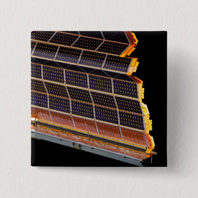 Close-up view of the solar arrays 15 cm square badge (Front)