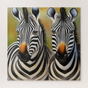 Close Up Zebra Pair Bold and Striking Wildlife Jigsaw Puzzle