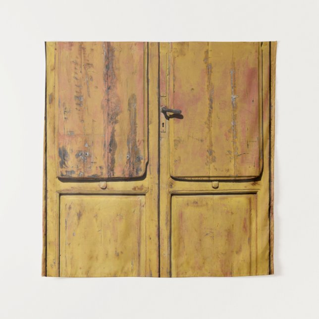 Closed brown wooden cabinet tapestry (Front)