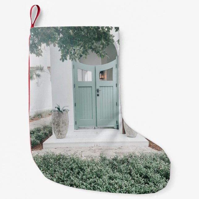 CLOSED DOOR DURING DAYTIME SMALL CHRISTMAS STOCKING (Front)