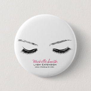 Closed eyes long lashes lash extension 6 cm round badge