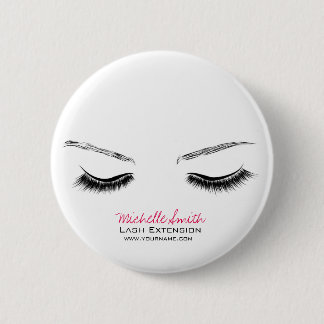 Closed eyes long lashes lash extension 6 cm round badge