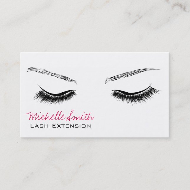 Closed eyes long lashes lash extension business card (Front)