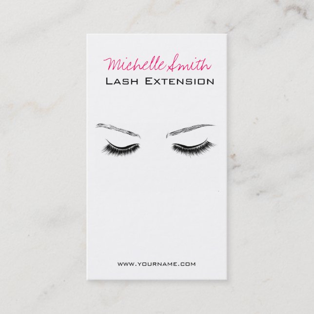 Closed eyes long lashes lash extension business card (Front)