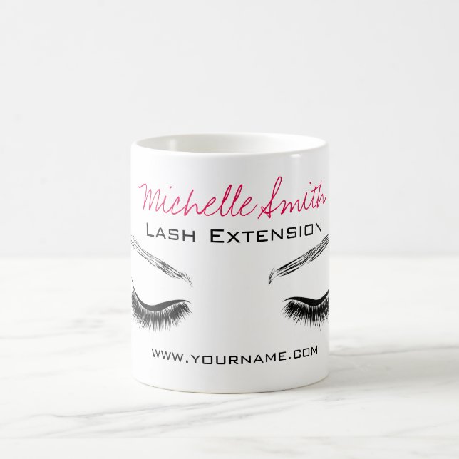 Closed eyes long lashes lash extension coffee mug (Center)