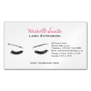 Closed eyes long lashes lash extension magnetic business card