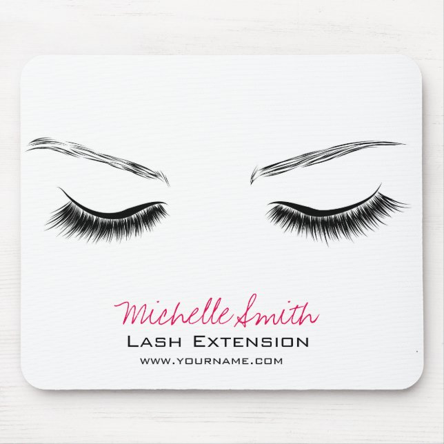 Closed eyes long lashes lash extension mouse pad (Front)
