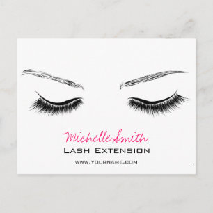 Closed eyes long lashes lash extension postcard