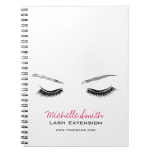 Closed eyes long lashes lash extension spiral notebook