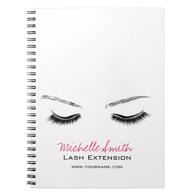 Closed eyes long lashes lash extension spiral notebook (Front)