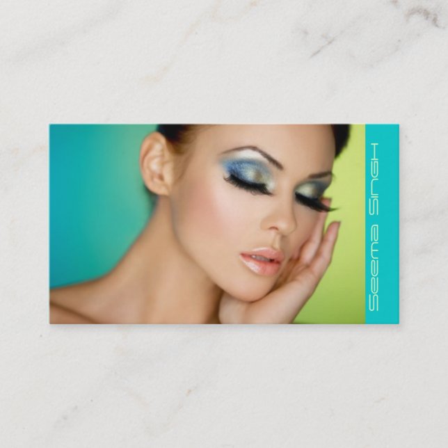 Closed eyes makeup business card (Front)