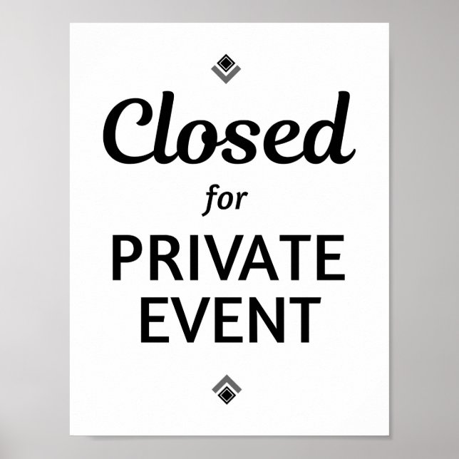 Closed for a Private Event  Poster (Front)