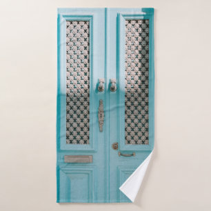 CLOSED TEAL FRENCH DOORS BATH TOWEL