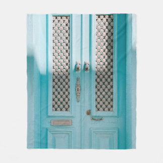 CLOSED TEAL FRENCH DOORS FLEECE BLANKET