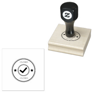 Closed Text Red Ink Sharp Impressions Wood Art Rubber Stamp
