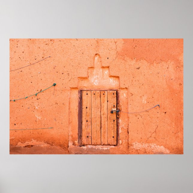 Closed wooden window in traditional moroccan house poster (Front)