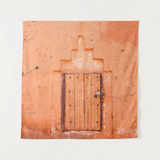 Closed wooden window in traditional moroccan house tapestry (Front)
