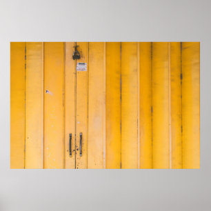 CLOSED YELLOW WOODEN DOOR WITH PADLOCK POSTER