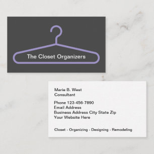 Closet Organizing Design Purple Business Card