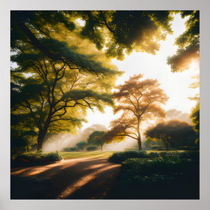 Closeup Beautiful View Of Nature Green Leaves Poster