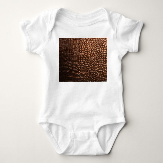 Closeup: crocodile leather texture. baby bodysuit (Front)