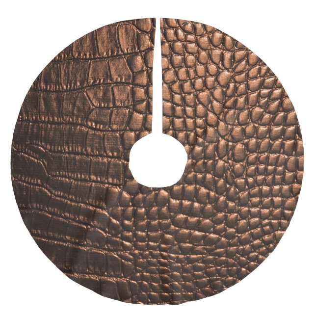 Closeup: crocodile leather texture. brushed polyester tree skirt (Front)