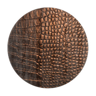 Closeup: crocodile leather texture. cutting board