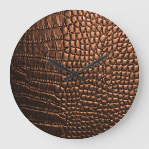 Closeup: crocodile leather texture. large clock