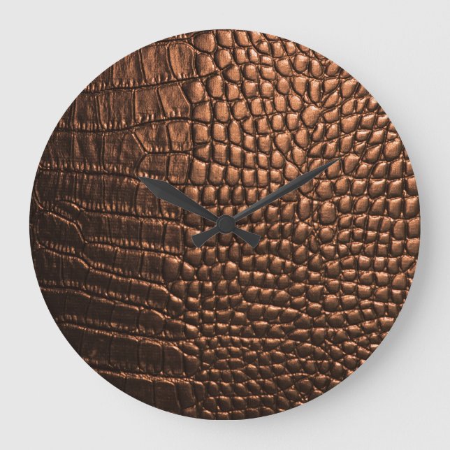 Closeup: crocodile leather texture. large clock (Front)