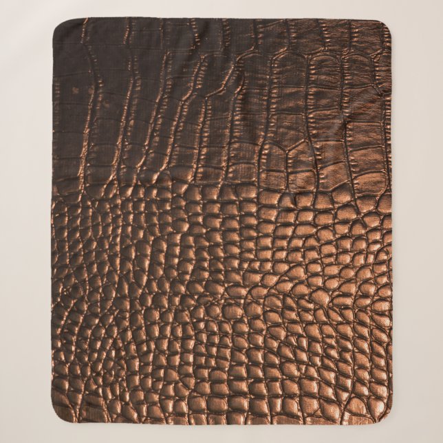 Closeup: crocodile leather texture. sherpa blanket (Front)