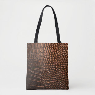 Closeup: crocodile leather texture. tote bag