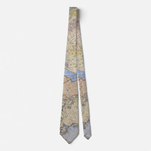 Closeup Detail of Vintage Old World Map Tie