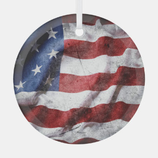 Closeup grunge American flag. Glass Tree Decoration