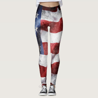 Closeup grunge American flag. Leggings
