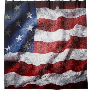 Closeup grunge American flag. Shower Curtain