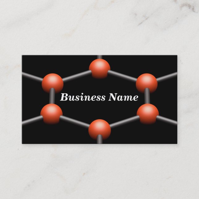 Closeup of a 3D Molecular Structure (Red) Business Card (Front)