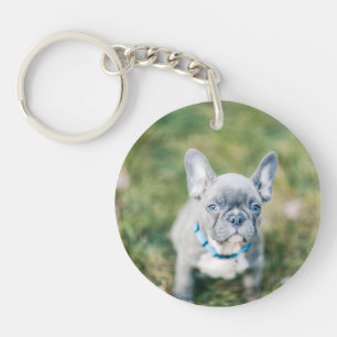 Closeup of a French Bulldog Key Ring