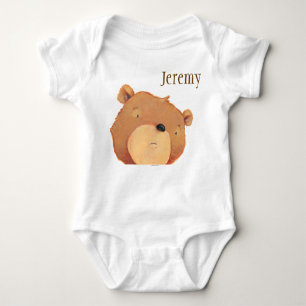 CloseUp of Big Brown Bear Baby Bodysuit