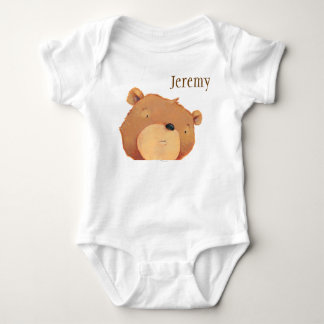 CloseUp of Big Brown Bear Baby Bodysuit