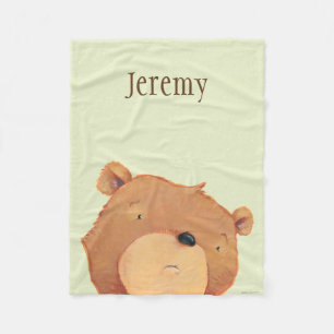 CloseUp of Big Brown Bear Fleece Blanket
