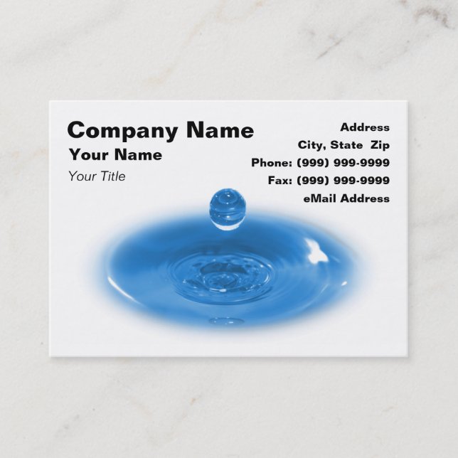 Closeup of Blue Water Drop Business Card (Front)