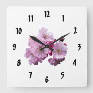 Closeup of Cherry Blossoms Square Wall Clock