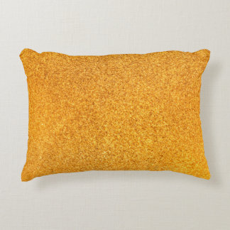 Closeup of golden matte metal texture. Shiny metal Decorative Cushion