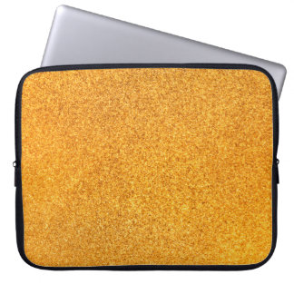 Closeup of golden matte metal texture. Shiny metal Laptop Sleeve
